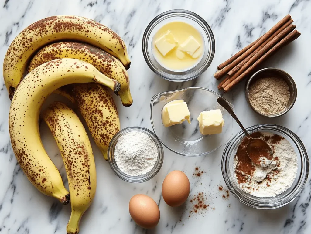 Moist & Fluffy Banana Bread Without Baking Soda: Easy Recipe & Tips 2 Moist & Fluffy Banana Bread Without Baking Soda: Easy Recipe & Tips Ingredients for banana bread without baking soda including ripe bananas and baking powder