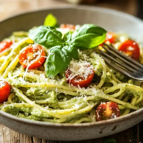 Creamy Avocado Pasta: A Quick, Healthy & Delicious Recipe 3 Creamy Avocado Pasta: A Quick, Healthy & Delicious Recipe A bowl of Creamy Avocado Pasta garnished with basil and cherry tomatoes.